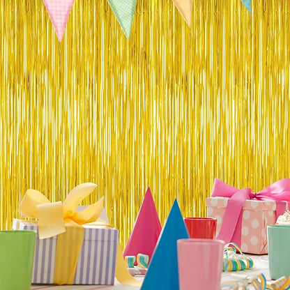 2 Pack Gold Tinsel Backdrop, 3.28 FT x 7.05 FT Metallic Fringe Curtain - Image 5