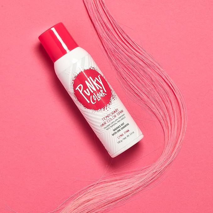 Punky Temporary Hair Color Spray, Lynx Pink, Fast-Drying, Non-Sticky, Non-Damaging, Travel Size Hair Dye for Instant Vivid Hair Color, 3.5 oz