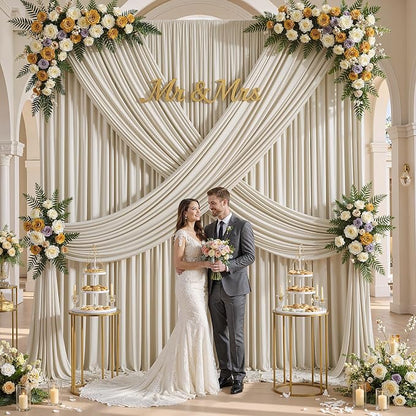 10×12ft Wrinkle Free Beige Backdrop Curtain - Image 3