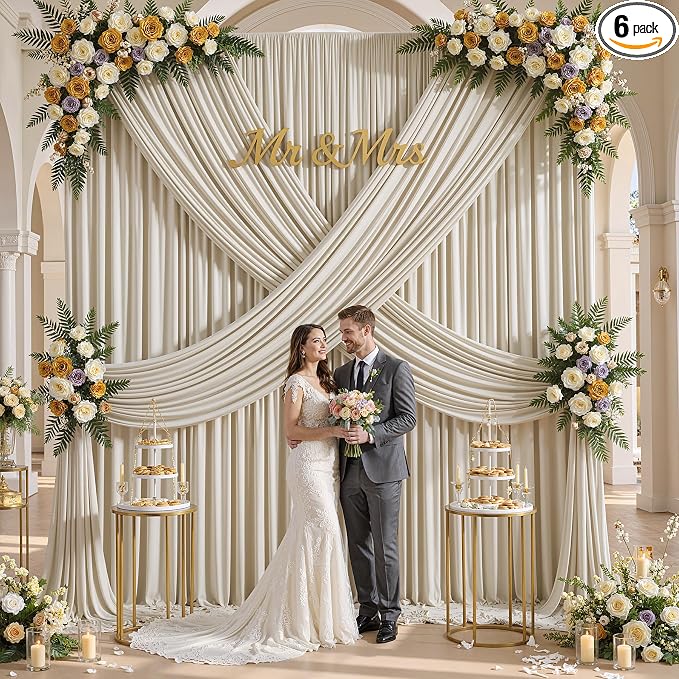 30×12ft Wrinkle Free Beige Backdrop Curtain by ENJOYYOURPARTY