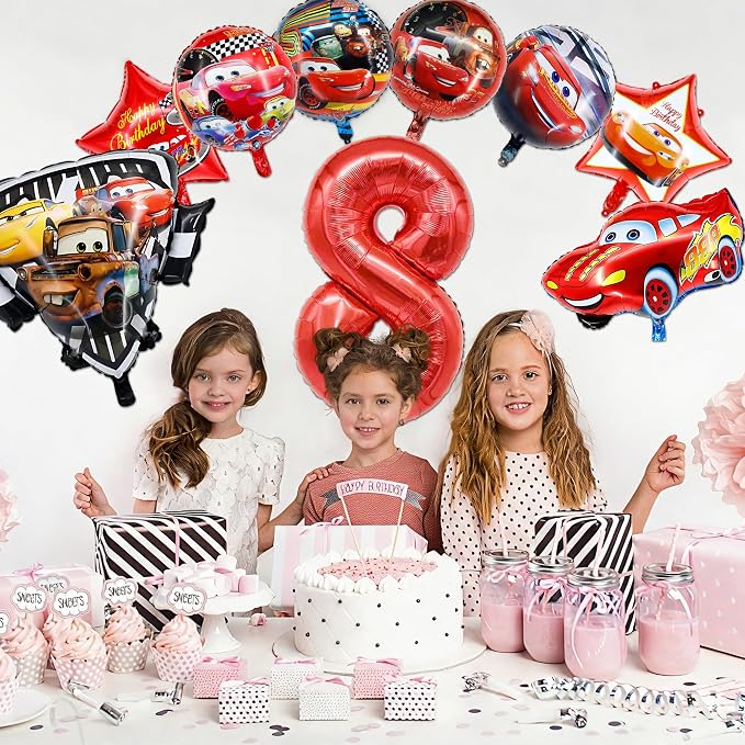 9 Pcs Car Theme Happy Birthday Decorations, Cute Cartoons Party Decorations - Image 5