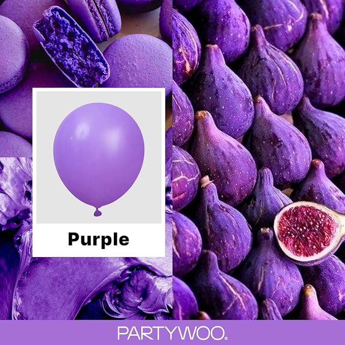 PartyWoo Purple Balloons 100pcs Different Sizes of 36 18 12 10 5 Inch | Balloons - Image 2