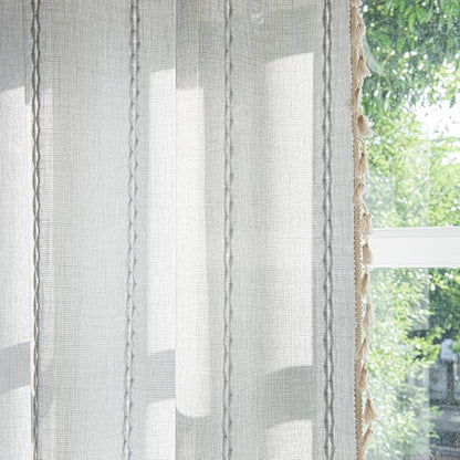 Sutuo Home Boho Curtains for Bedroom Dining Room Kitchen, Semi Blackout Linen - Image 3