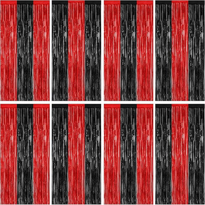 ZATAYE 8 Pack Black Red Halloween Foil Curtain Streamer Decorations | Black Red by ZATAYE