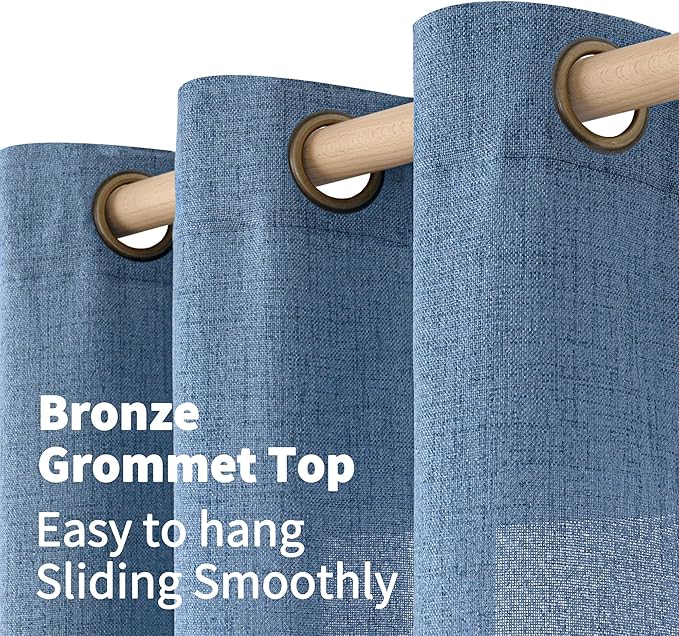 YoungsTex Blue Linen Curtains 54 Inches Length - Image 6
