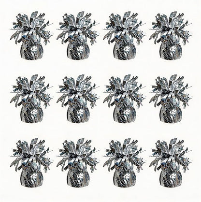 Glitter Silver Balloon Weights, 12 Pack | Glitter silver PET film; helium by Unknown