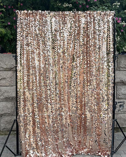 Rose Gold Sequin Backdrop, 4x10 Feet, 2 Panel, 18MM Large Sequin | Shimmer - Image 7