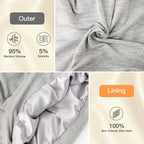 Silk Satin Lined Bonnet Sleep Cap - Adjustable Stay on All Night Hair Wrap Cover Slouchy Beanie for Curly Hair Protection for Women and Men - Solid Light Grey