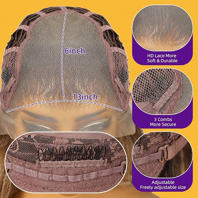 Auburn Synthetic Lace Front Wig,13×6 Curly Ginger Glueless Wigs for Women Daily Use 22IN（#TT33/130B）