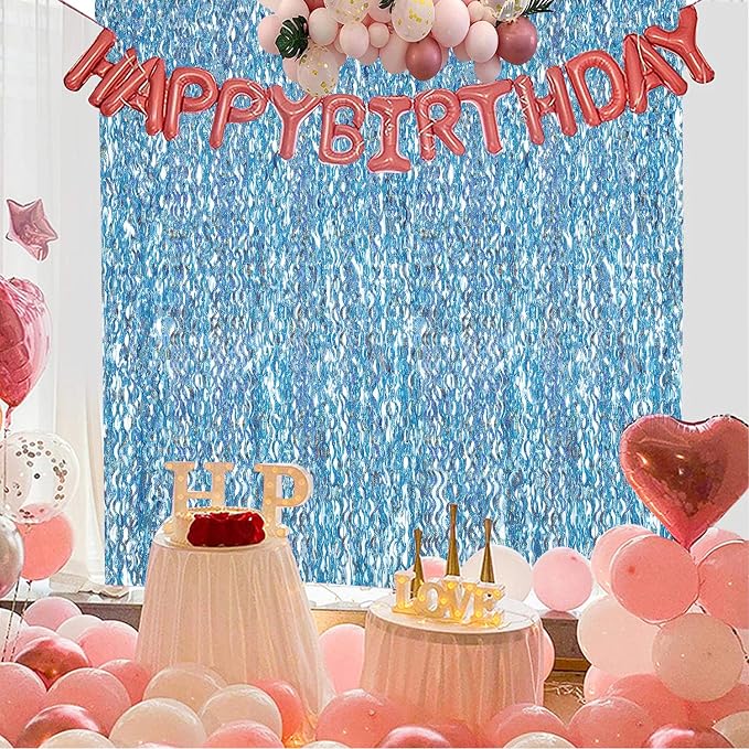 4 Pack Light Blue Party Foil Curtain - Image 6