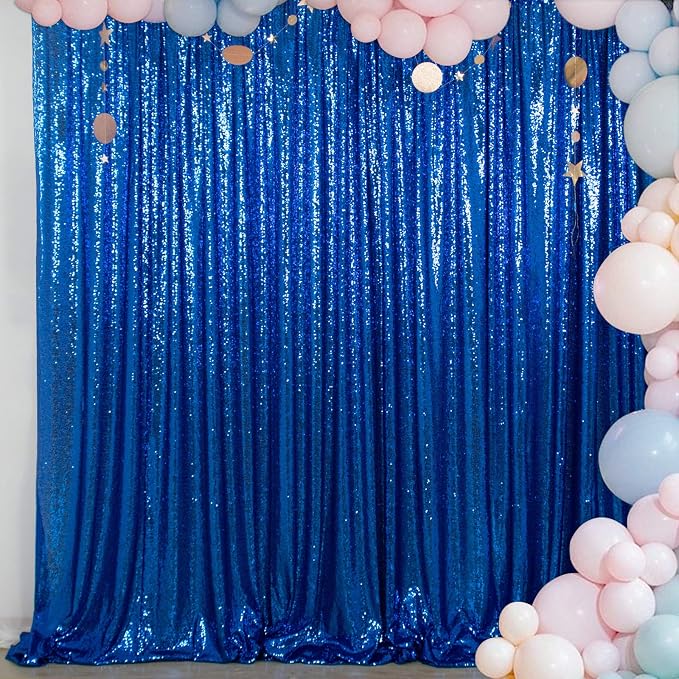 ShinyBeauty Sequin Backdrop 5FTx7FT Royal Blue Sequin Curtain Photo Backdrops by ShinyBeauty