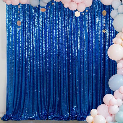 ShinyBeauty Sequin Backdrop 5FTx7FT Royal Blue Sequin Curtain Photo Backdrops by ShinyBeauty
