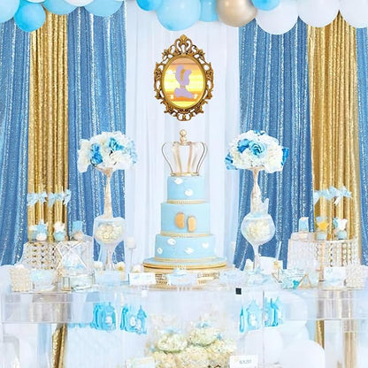 Baby Blue Sequin Backdrop Curtains 2 Pcs 5ftx8ft Sparkle Backdrop Drapes | - Image 2