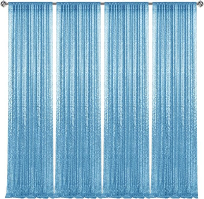 2×8FT-4PCS Blue Sequin Backdrop Curtains Panels, Photography Backdrop Glitter - Image 8