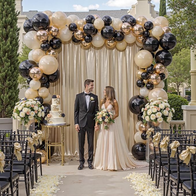 10x10ft Thick Champagne Glitter Backdrop Curtain Panels - Image 4