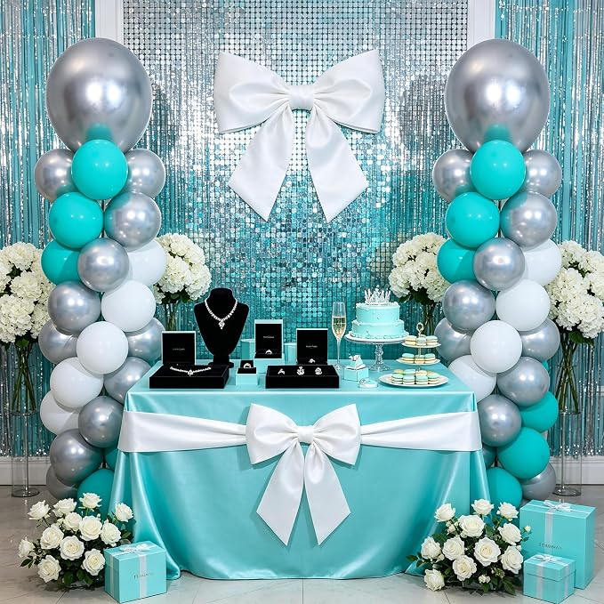 2 Sets Teal Blue Silver White Balloon Column Kit - Image 2