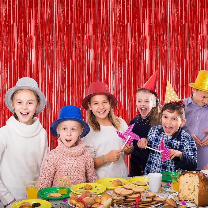 ZATAYE 2 Pack Red Foil Curtain Backdrop Birthday Party Decorations | Red - Image 5