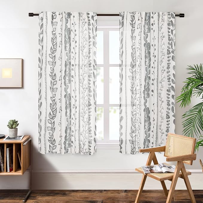 Curtains 63 Inches Long Boho Linen Style Curtains - Image 2