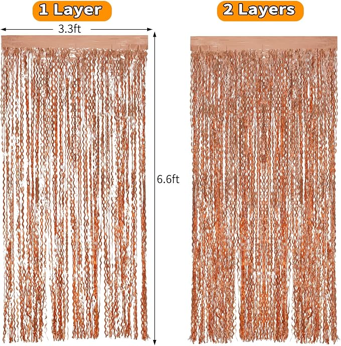 4 Pack Rose Gold Foil Curtain Birthday Decorations - Image 6