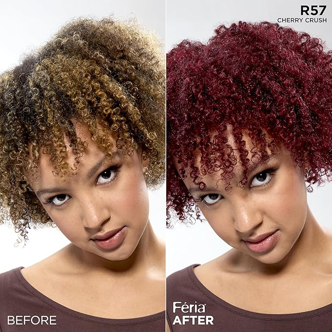 L'Oreal Paris Feria Multi-Faceted Shimmering Permanent Hair Color, R57 Cherry Crush (Intense Medium Auburn), Pack of 1 Hair Dye Kit