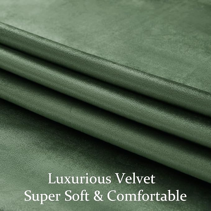 BULBUL Velvet Oilve Green Blackout Curtains 63 inch - Image 5