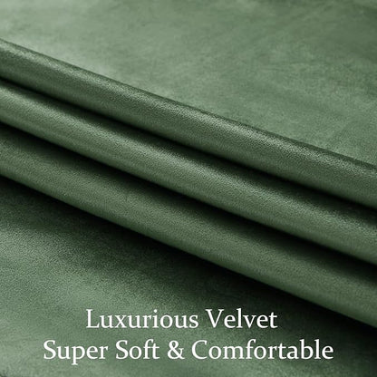BULBUL Velvet Oilve Green Blackout Curtains 90 inch Long - Image 5