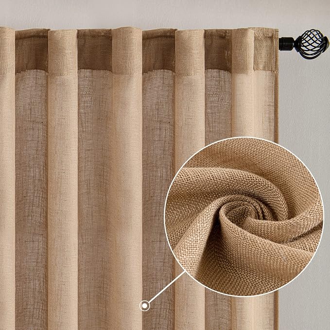 MIULEE Brown Linen Curtains 52x84 Inch - Image 2