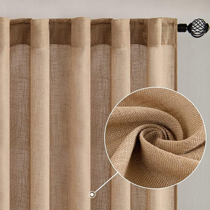 MIULEE Brown Linen Curtains 52x72 Inch - Image 2