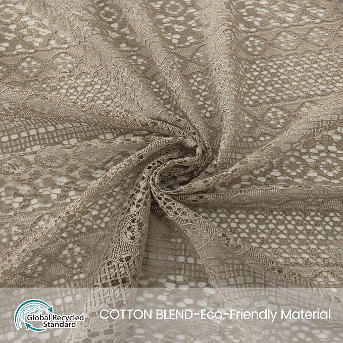 WAZZIO Boho Lace Curtains 45 Inches 2 Panel, Light Filtering Privacy Tassel & - Image 3