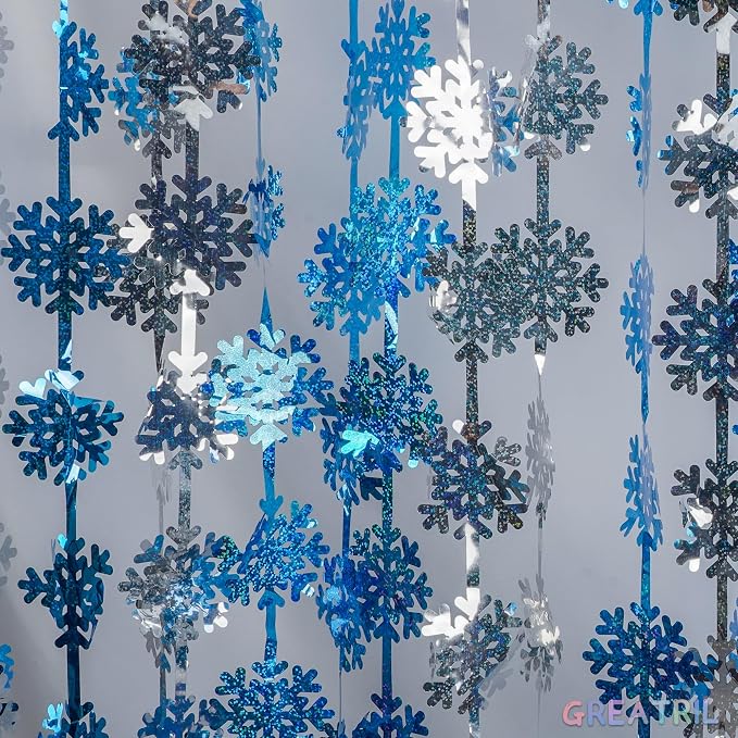 Silver Blue Snowflake Fringe Curtain - Image 6
