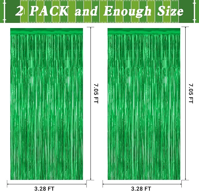 ZATAYE 12 Pack Green Christmas St Patricks Foil Curtain Decorations | Green - Image 2