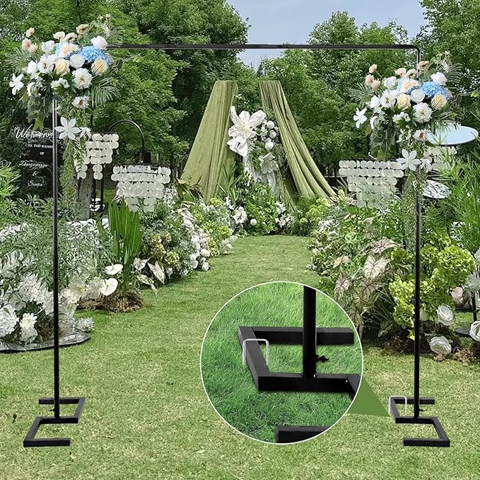 8.2FT x 8FT Square Backdrop Stand Heavy Duty Black Wedding Arch - Image 7