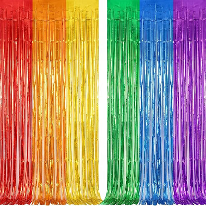 2Pack Rainbow Foil Fringe Curtains Backdrop Decorations, Rainbow Metallic - Image 5