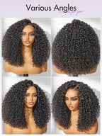 LUVME HAIR 100% Real Human Hair Wig Lace Frontal Deep Curly 20 inches Drawstring Cap Glueless HD Lace Wigs Human Hair Pre Plucked Pre Cut, Curly Wig Human Hair Ready to Go Wig