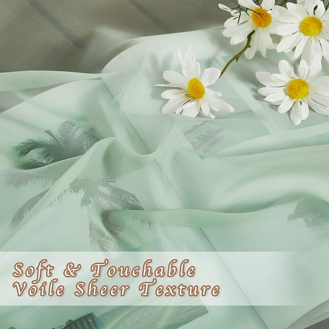 NICETOWN Sheer Curtains for Bedroom Windows, Grommet Top Voile Sheer Country - Image 3