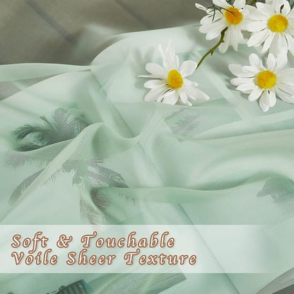 NICETOWN Sheer Curtains for Bedroom Windows, Grommet Top Voile Sheer Country - Image 3