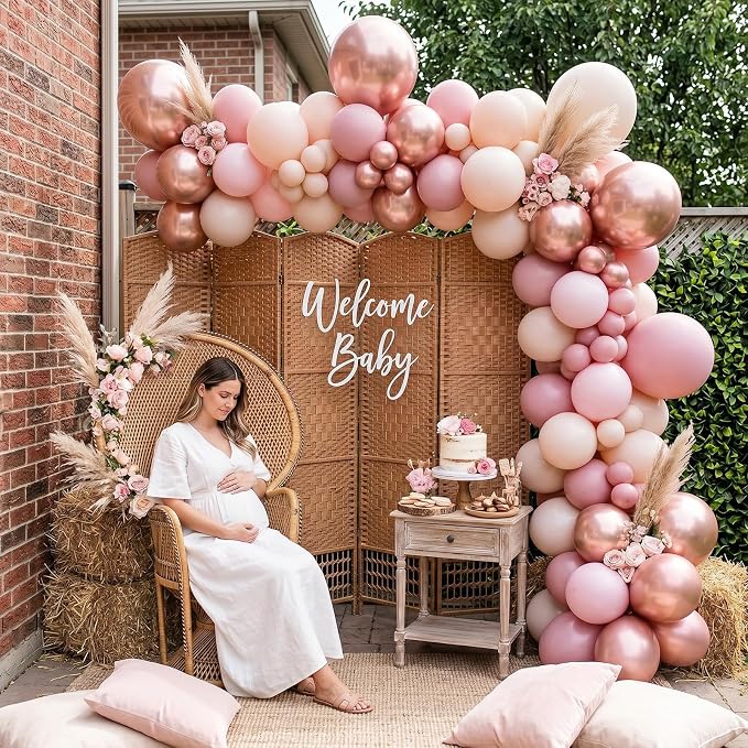 Dusty Pink Beige Balloon, 55 Packs 12 Inch Double Stuffed Retro Baby Pink and - Image 4
