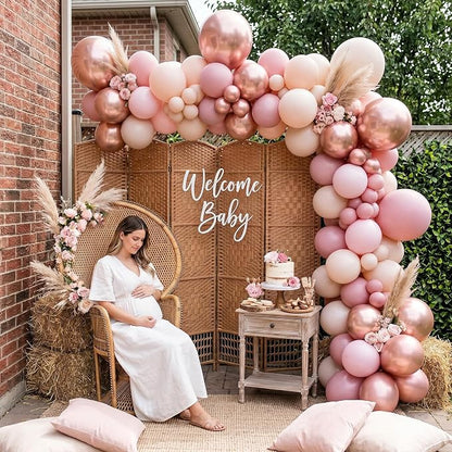 Dusty Pink Beige Balloon, 55 Packs 12 Inch Double Stuffed Retro Baby Pink and - Image 4