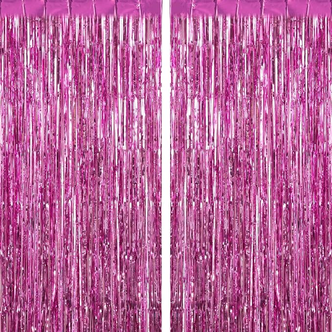 2 Pack Fringe Curtains Foil Shiny Fringe Backdrop Tinsel Door Streamers Foil by TOTAFAM