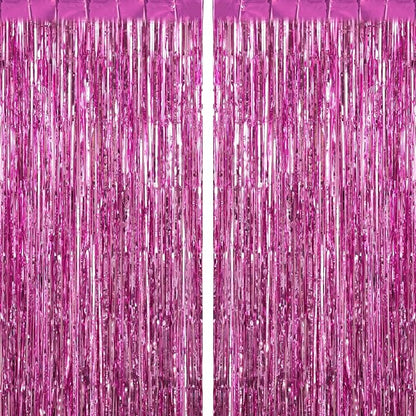 2 Pack Fringe Curtains Foil Shiny Fringe Backdrop Tinsel Door Streamers Foil by TOTAFAM