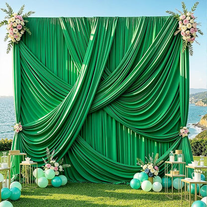 10x12 ft Green Backdrop Curtains - Image 2