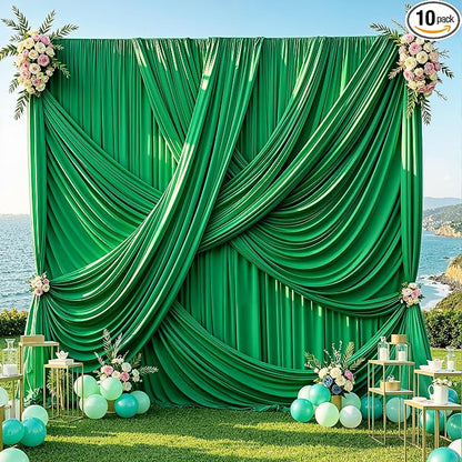 50x12 ft Green Backdrop Curtains by PartyVillage