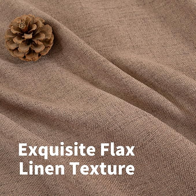 YoungsTex Mocha Brown Linen Curtains 84 Inch Length - Image 4