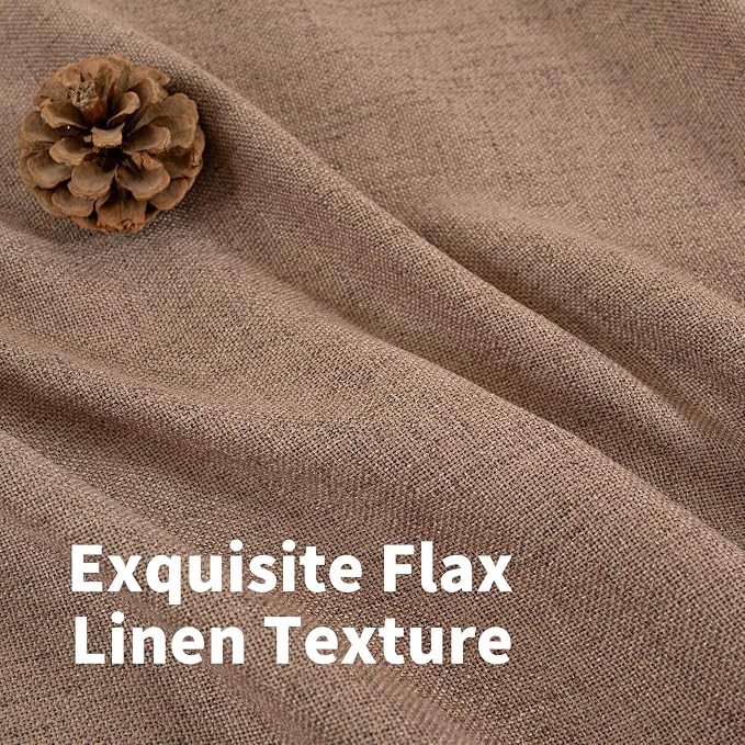 YoungsTex 80 Inches Long Mocha Brown Linen Curtains - Image 4