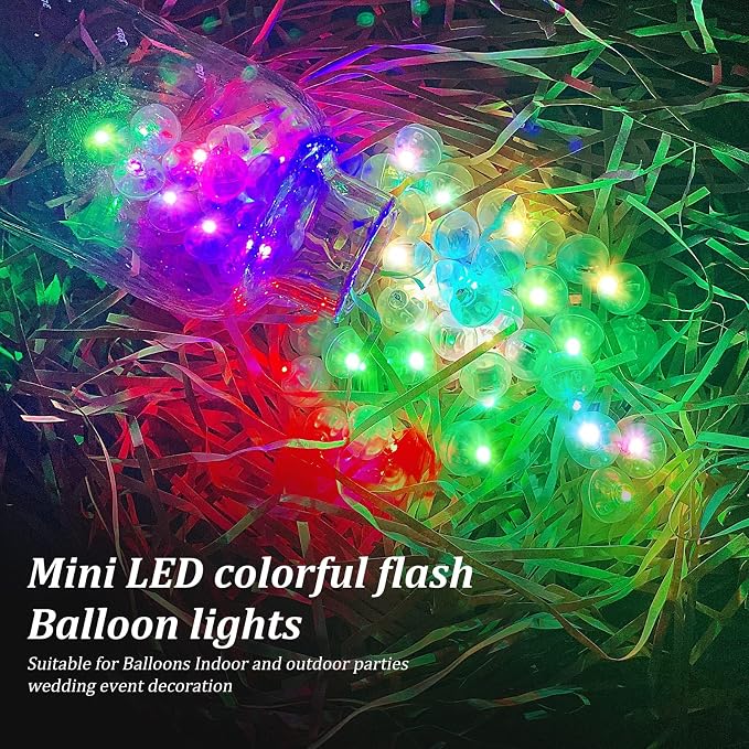50pcs Multicolor LED Balloon Lights, Rainbow-Colored Round LED Flash Mini Ball - Image 3