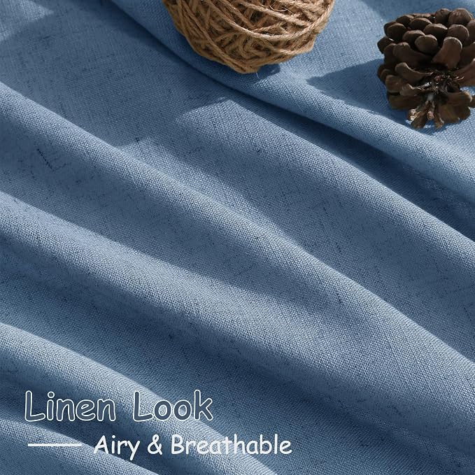 Stone Blue Linen Curtains 90 Inch Length - Image 3