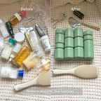 Cadence Travel Containers - Daily Routine Capsule Set - Magnetic Containers with Lids,4 Flex Mediums (1.32oz) & 3 Flex Smalls (0.56oz) - Shampoo, Conditioner, Body Wash, Pills, & More - Eucalyptus