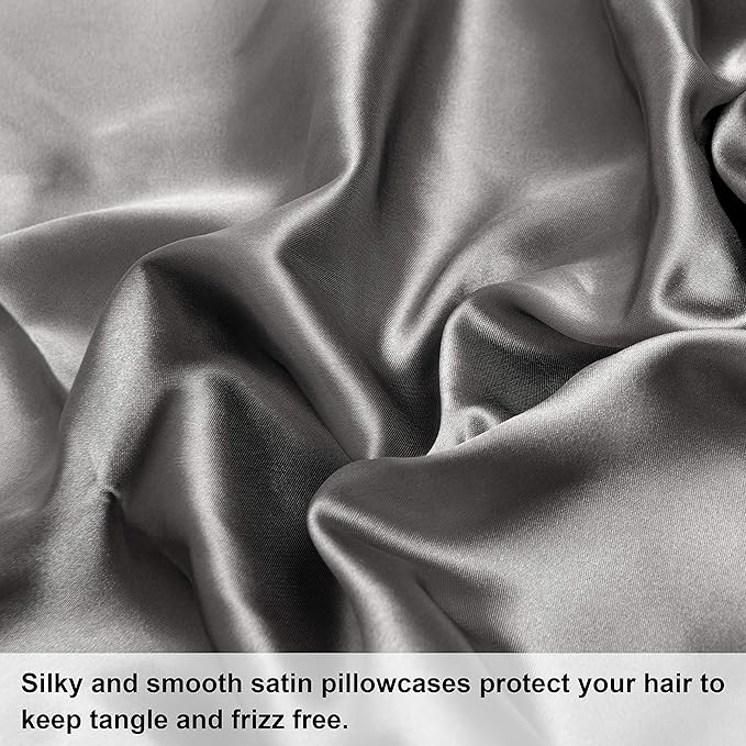 NTBAY Satin Body Pillowcase for Hair and Skin, Luxurious and Silky Pillow case with Envelope Closure, 20x54 Inches, Grey