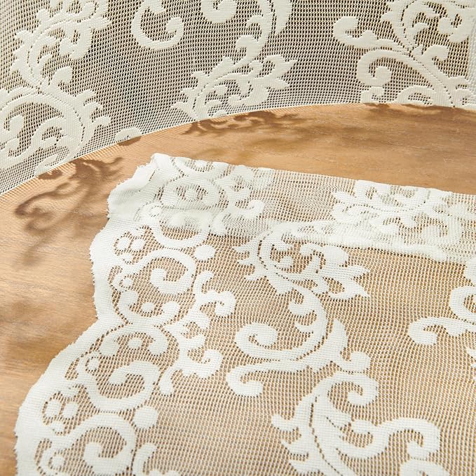 FOLKSIDE Ivory Lace Curtains, 2 Panels, Rod Pocket, Sun Protection, Living Room - Image 7
