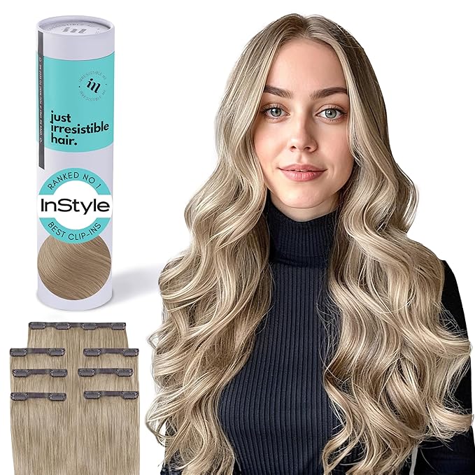 Irresistible Me Real Human Hair Extensions Clip Ins – 100% Human Hair Clip In Extensions for Length & Volume – Invisible Extension – Heat Resistant & Dyeable – Ash Blonde, 20 Inches